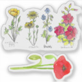 Sticker Poppies fleurs sauvages Calendula Bluebells Petuni (Devant)
