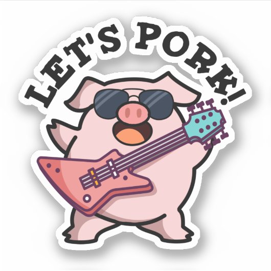 Sticker Pork Funny Rock Guitare Pig Pun (Devant)