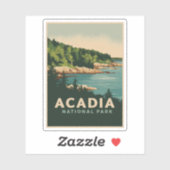 Sticker Port du bar du parc national Retro Acadia (Feuille)