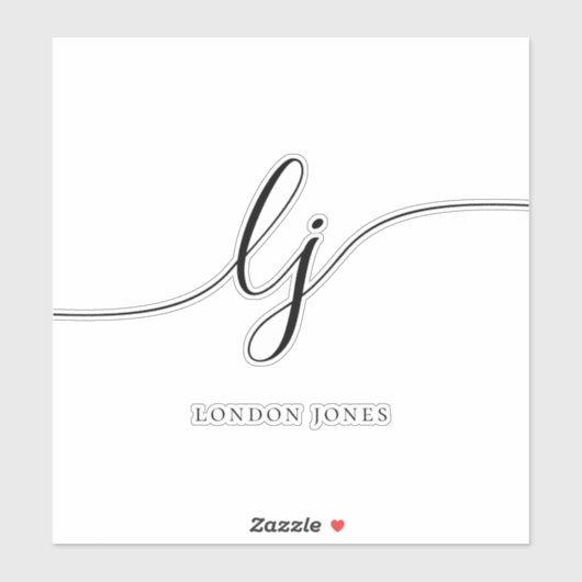 Sticker Portable des initiales de script moderne (Feuille)