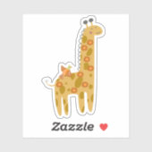 Sticker Portable en or orange Giraffe et fleurs (Feuille)