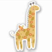 Sticker Portable en or orange Giraffe et fleurs (Devant)