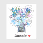 Sticker Portable Flower Bucket Blue Faith Hope Love (Feuille)