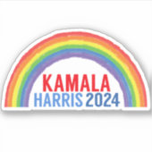 Sticker Portable Kamala Harris 2024 Rainbow LGBTQ (Devant)