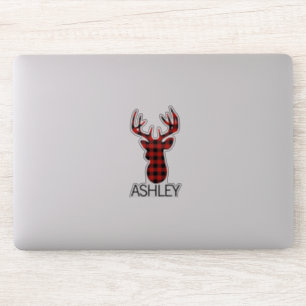 Sticker Portable personnalisé rouge plaid deer