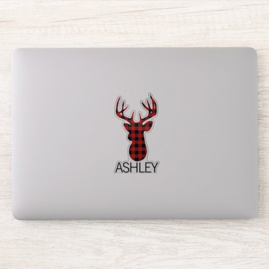 Sticker Portable personnalisé rouge plaid deer (Ordinateur)