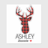 Sticker Portable personnalisé rouge plaid deer (Feuille)