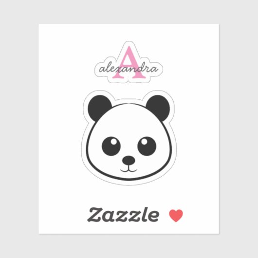 Sticker Porte-panda coutume Monogramme (Feuille)