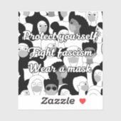 Sticker Porter un masque de style noir et blanc (Feuille)