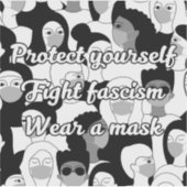 Sticker Porter un masque de style noir et blanc (Devant)