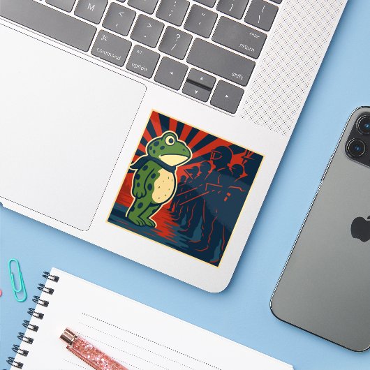 Sticker Portland Frog Protest (Ordinateur portable avec iPhone)