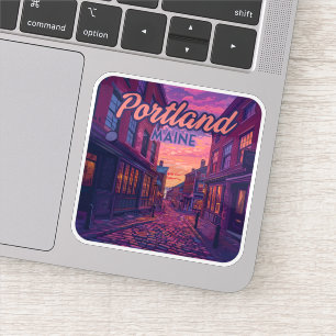 Sticker Portland Maine Vieux Port Cobblestone Vintage
