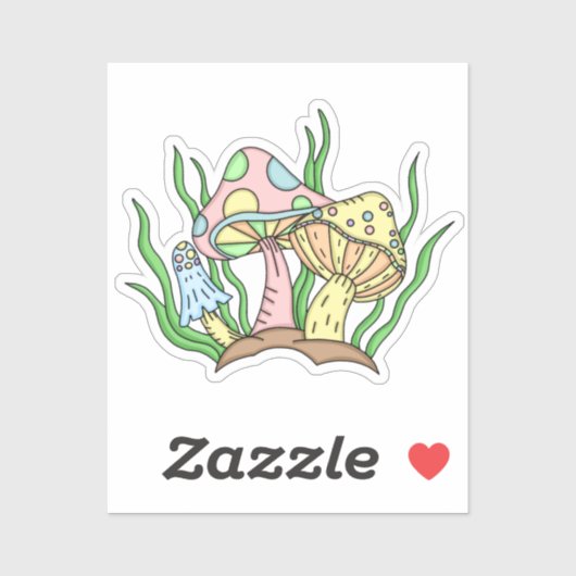 Sticker Portobello Mushroom Cute Pastel (Feuille)
