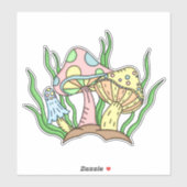 Sticker Portobello Mushroom Cute Pastel (Feuille)