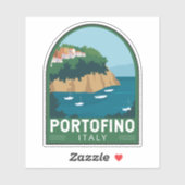 Sticker Portofino Italie Retro Voyage Art Vintage (Feuille)