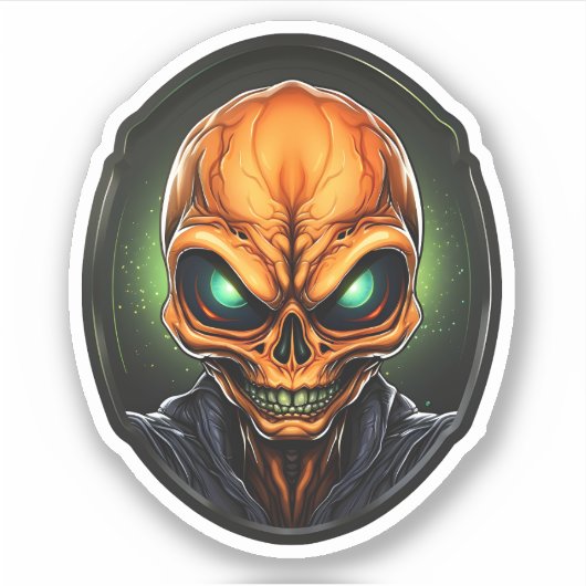 Sticker Portrait Alien Alien déplaisant Orange (Devant)