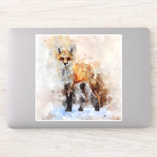 Sticker Portrait d'aquarelle Red Fox 02
