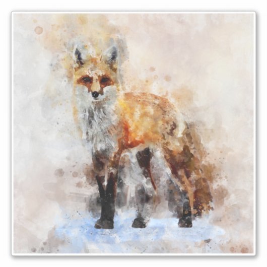 Sticker Portrait d'aquarelle Red Fox 02 (Devant)