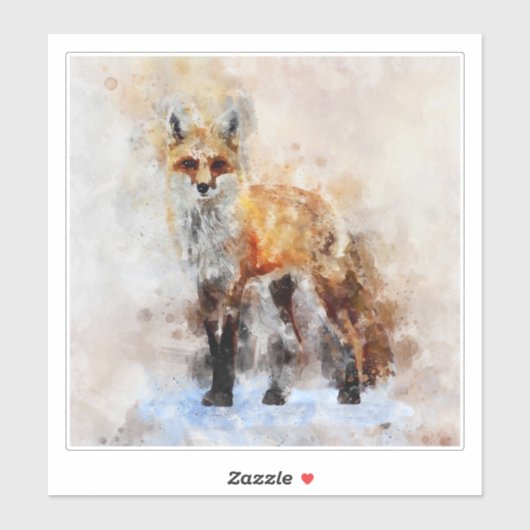 Sticker Portrait d'aquarelle Red Fox 02 (Feuille)