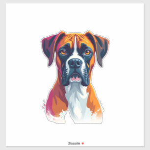 Sticker Portrait de Boxer Vintage Éclaboussure de Couleur 