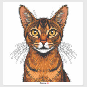 Sticker Portrait de chat abyssin tabby orange en gros plan