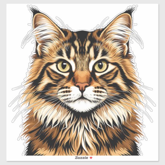 Sticker Portrait de chat américain Bobtail en gros plan (Feuille)