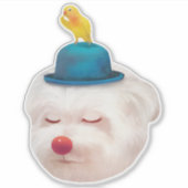 Sticker Portrait de chien clown méditatif (Devant)