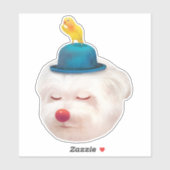 Sticker Portrait de chien clown méditatif (Feuille)