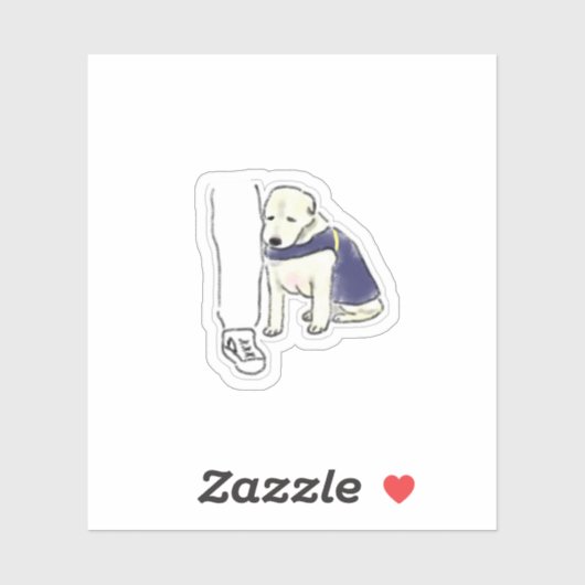 Sticker Portrait de chiot blanc souriant mignon (Feuille)