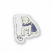 Sticker Portrait de chiot blanc souriant mignon (Devant)