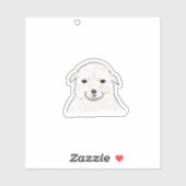 Sticker Portrait de chiot blanc souriant mignon (Feuille)
