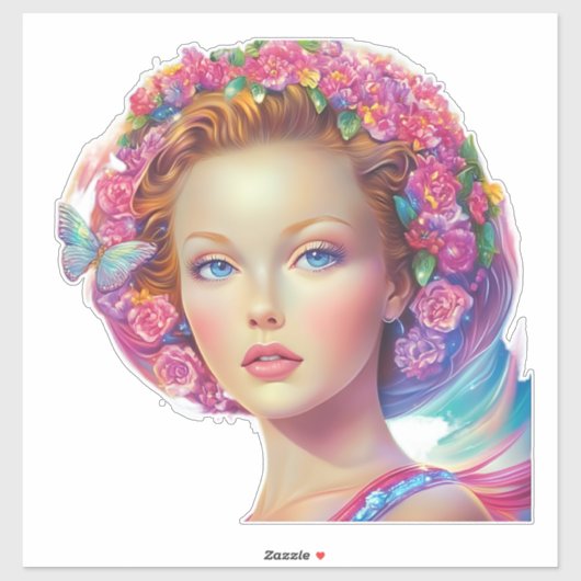 Sticker Portrait de couronne éthérée (Feuille)