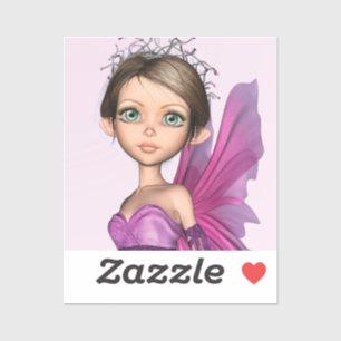Sticker Portrait de fantaisie aux grands yeux de fée rose