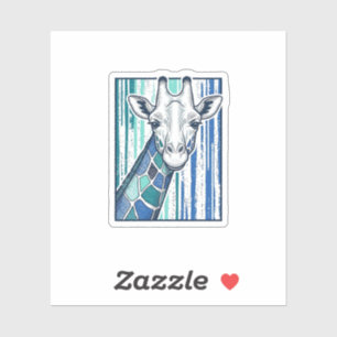 Sticker Portrait de girafe coloré Gravure vintage vecteur