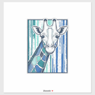 Sticker Portrait de girafe coloré Gravure vintage vecteur