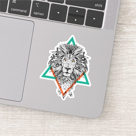 Sticker Portrait de lion géométrique Aztec (Détail)