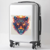 Sticker Portrait de panthère avec des éléments abstraits e (Sur valise)