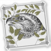 Sticker Portrait de rapace et feuilles d'olive - Art botan (Devant)