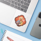 Sticker Portrait de St Joseph dans un octofoil (TF 02) - 1 (Ordinateur portable avec iPhone)