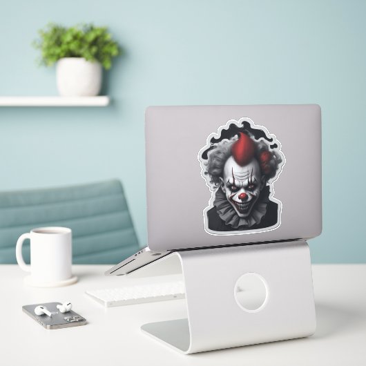 Sticker Portrait Déplaisant clown effrayant (Ordinateur portable sur le bureau)