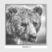 Sticker Portrait d'ours grizzli (Feuille)