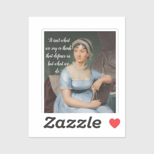 Sticker Portrait et citation de Jane Austen (Feuille)