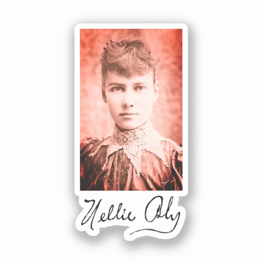 Sticker Portrait et signature de Nellie Bly (Recto)