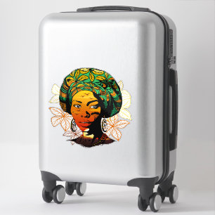 Sticker Portrait féminin africain avec coucher de soleil