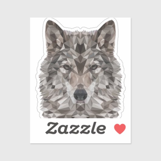 Sticker Portrait géométrique du loup gris (Feuille)