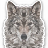 Sticker Portrait géométrique du loup gris (Recto)