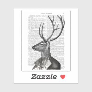 Sticker Portrait noir et blanc de cerfs