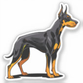 Sticker Portraits of a head Doberman dog front view (Recto)