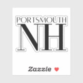 Sticker Portsmouth New Hampshire Black & White (Feuille)