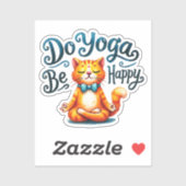 Sticker Pose Yoga Chat - Do Yoga, Be Happy (Feuille)